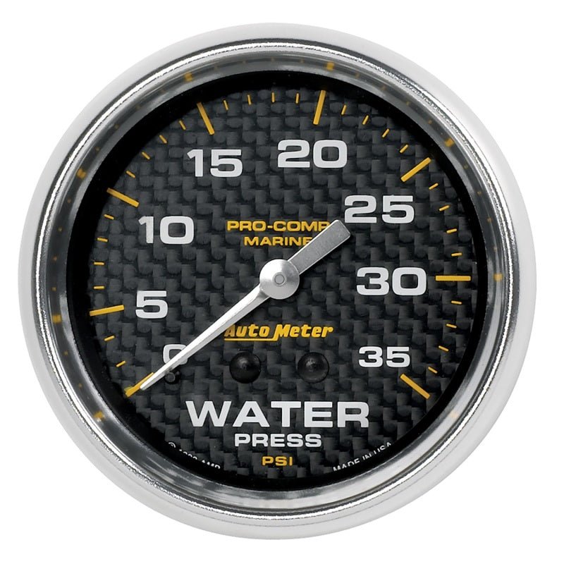 AutoMeter - Autometer Marine Carbon Fiber Mechanical 2-5/8in 0-35PSI Water Pressure Gage - Demon Performance