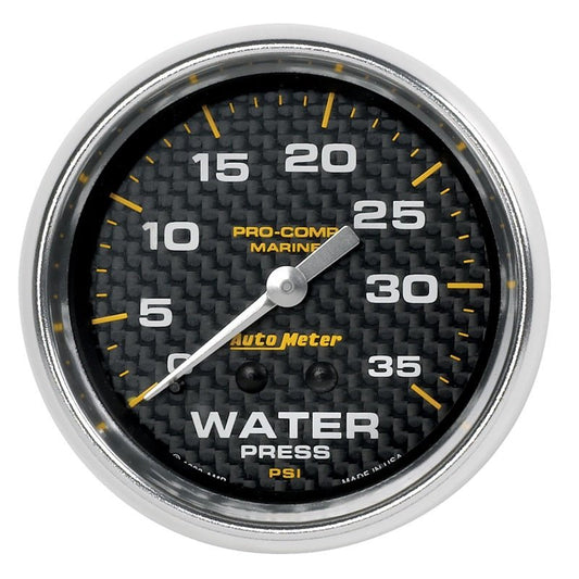 AutoMeter - Autometer Marine Carbon Fiber Mechanical 2-5/8in 0-35PSI Water Pressure Gage - Demon Performance