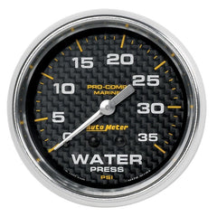 AutoMeter - Autometer Marine Carbon Fiber Mechanical 2-5/8in 0-35PSI Water Pressure Gage - Demon Performance