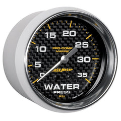 AutoMeter - Autometer Marine Carbon Fiber Mechanical 2-5/8in 0-35PSI Water Pressure Gage - Demon Performance