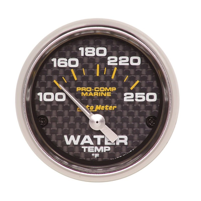 AutoMeter - Autometer Marine Carbon Fiber Ultra-Lite 2-1/16in 100-250 Degrees Electric Water Temperature Gauge - Demon Performance