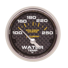 AutoMeter - Autometer Marine Carbon Fiber Ultra-Lite 2-1/16in 100-250 Degrees Electric Water Temperature Gauge - Demon Performance