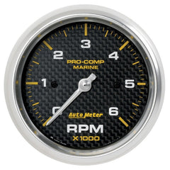 AutoMeter - Autometer Marine Carbon Fiber Ultra-Lite Gauge 3-3/8in Tachometer 6K RPM - Demon Performance