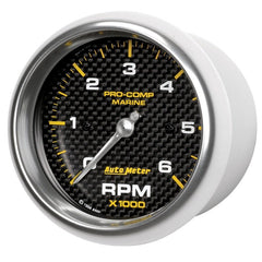 AutoMeter - Autometer Marine Carbon Fiber Ultra-Lite Gauge 3-3/8in Tachometer 6K RPM - Demon Performance