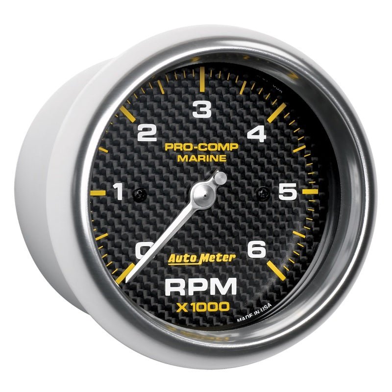 AutoMeter - Autometer Marine Carbon Fiber Ultra-Lite Gauge 3-3/8in Tachometer 6K RPM - Demon Performance