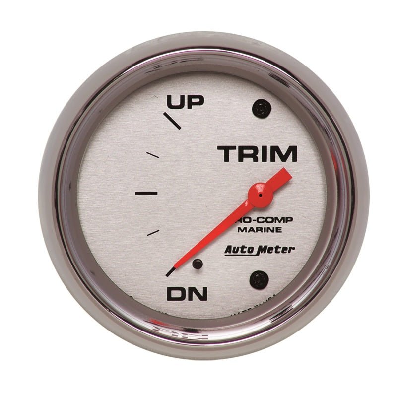 AutoMeter - Autometer Marine Chrome Gauge 2-5/8in Electric Trim Level Gauge 0OHM Down - 90OHM Up - Demon Performance