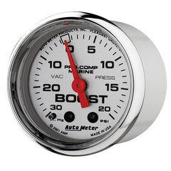 AutoMeter - Autometer Marine Chrome Ultra-Lite 2-1/16in 0-30 HG / 0-20 PSI Vacuum / Boost Gauge - Demon Performance
