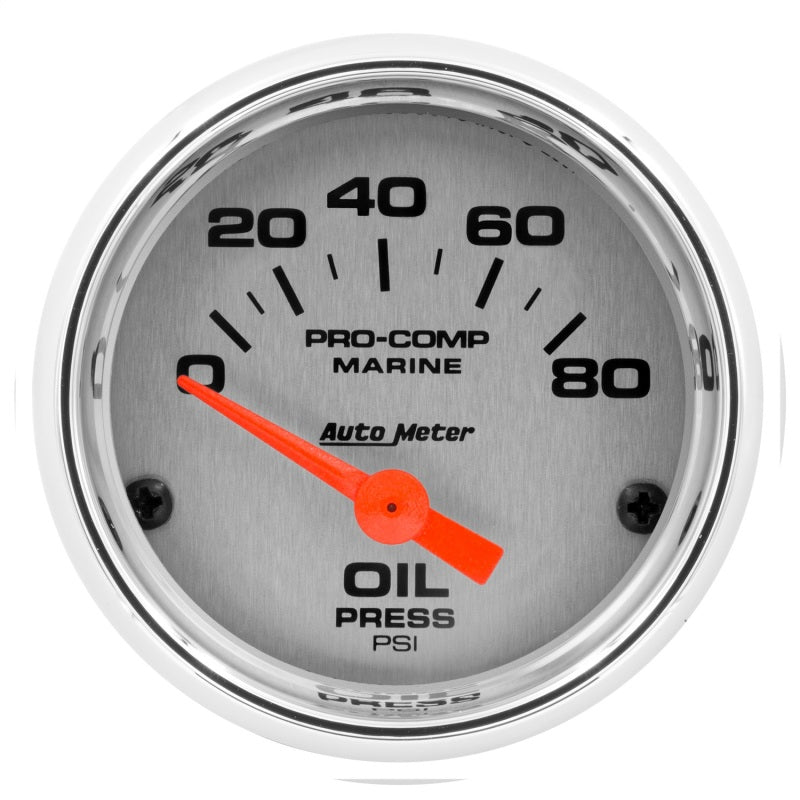 AutoMeter - Autometer Marine Chrome Ultra-Lite 2-1/16in 80PSI Electric Oil Pressure Gauge - Demon Performance