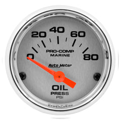 AutoMeter - Autometer Marine Chrome Ultra-Lite 2-1/16in 80PSI Electric Oil Pressure Gauge - Demon Performance