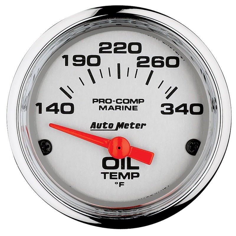 AutoMeter - Autometer Marine Chrome Ultra-Lite 2-1/16in Electric Oil Temperature Gauge 140-300 Deg F - Demon Performance