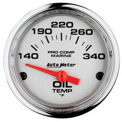 AutoMeter - Autometer Marine Chrome Ultra-Lite 2-1/16in Electric Oil Temperature Gauge 140-300 Deg F - Demon Performance