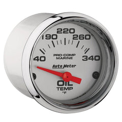 AutoMeter - Autometer Marine Chrome Ultra-Lite 2-1/16in Electric Oil Temperature Gauge 140-300 Deg F - Demon Performance
