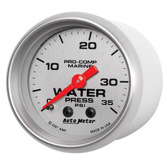 AutoMeter - Autometer Marine Silver 2-1/16in 35 PSI Mechanical Water Pressure Gauge - Demon Performance