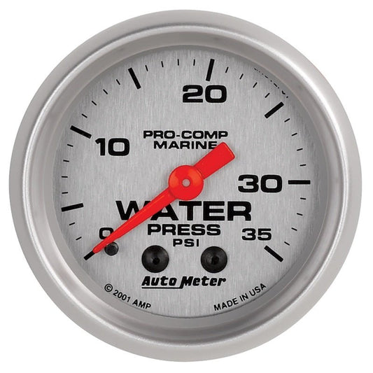 AutoMeter - Autometer Marine Silver 2-1/16in 35 PSI Mechanical Water Pressure Gauge - Demon Performance
