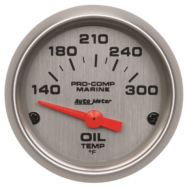 AutoMeter - Autometer Marine Silver Ultra-Lite 2-1/16in Electric Oil Temperature Gauge 140-300 Deg F - Demon Performance