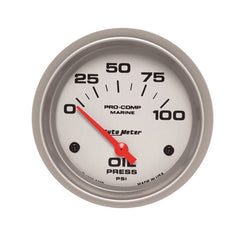AutoMeter - Autometer Marine Silver Ultra-Lite 2-5/8in 100PSI Electric Oil Pressure Gauge - Demon Performance