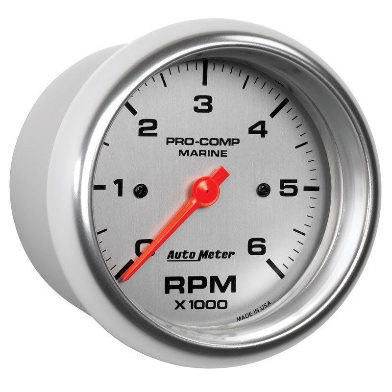 AutoMeter - Autometer Marine Silver Ultra-Lite Gauge 3-3/8in Tachometer 6K RPM - Demon Performance