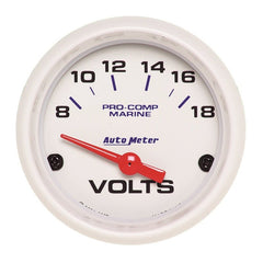 AutoMeter - Autometer Marine White 2-1/16in 18V Electric Voltmeter Gauge - Demon Performance