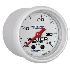 AutoMeter - Autometer Marine White 2-1/16in 35 PSI Mechanical Water Pressure Gauge - Demon Performance