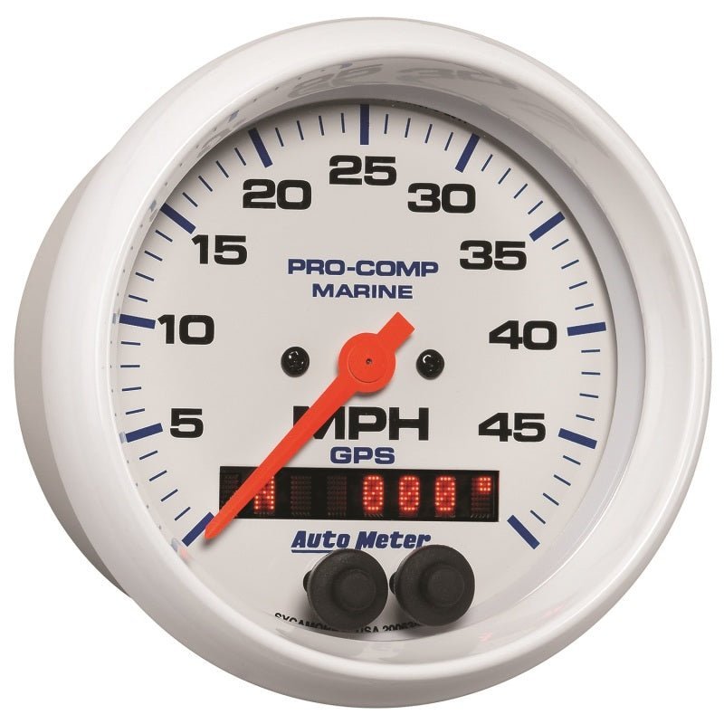 AutoMeter - Autometer Marine White 3 3/8in 50MPH GPS Speedometer Gauge - Demon Performance