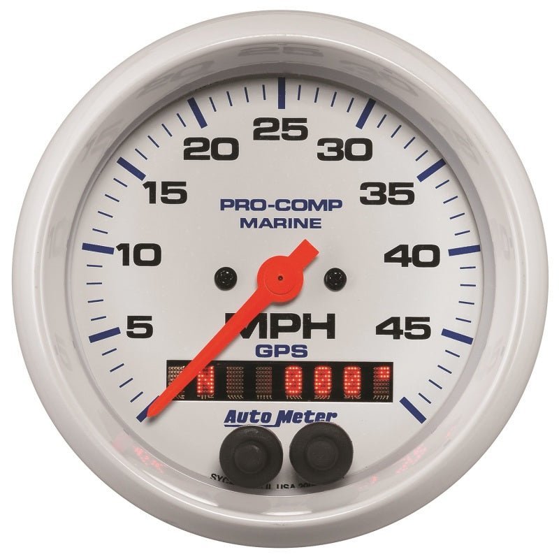 AutoMeter - Autometer Marine White 3 3/8in 50MPH GPS Speedometer Gauge - Demon Performance