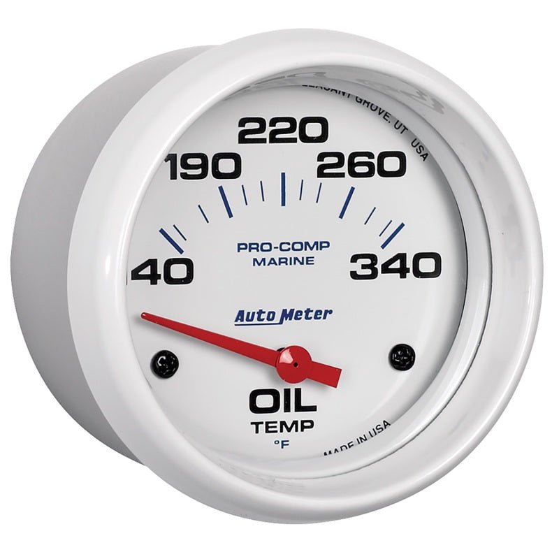 AutoMeter - Autometer Marine White Air-Core Electric Oil Temperature Gauge 2-5/8in 140-300 Deg F - Demon Performance