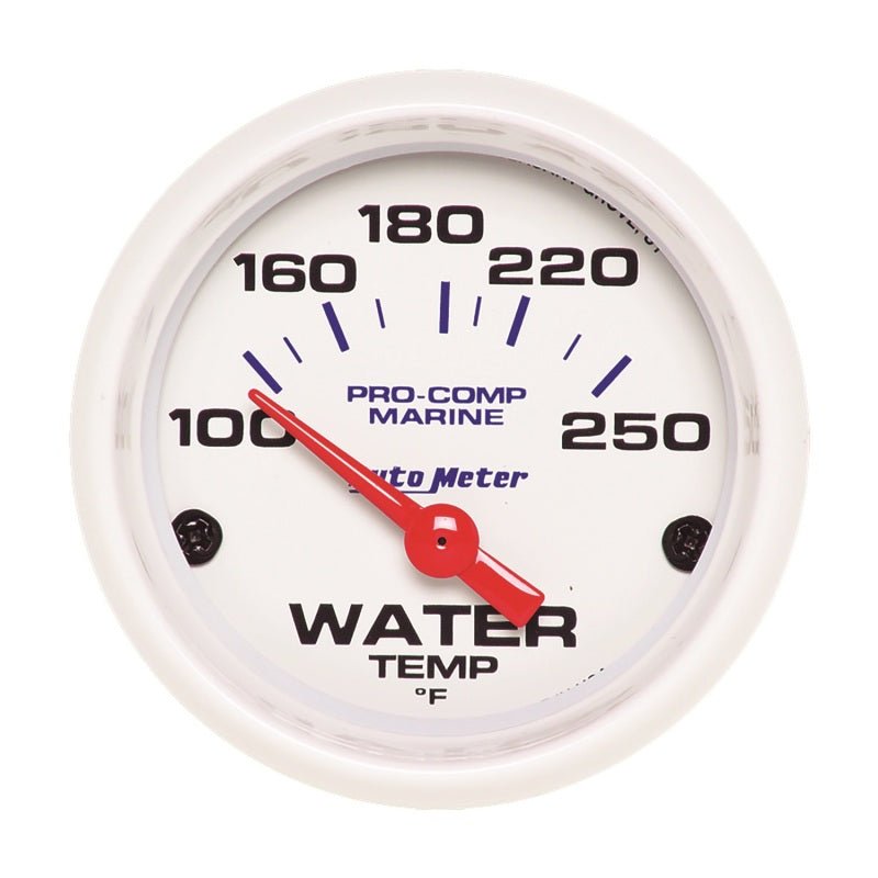 AutoMeter - Autometer Marine White Gauge 2-1/16in Electric Water Temperature Gauge 100-250 Deg F - Demon Performance