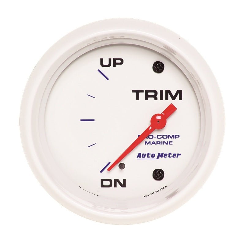 AutoMeter - Autometer Marine White Gauge 2-5/8in Electric Trim Level Gauge 0OHM Down - 90OHM Up - Demon Performance
