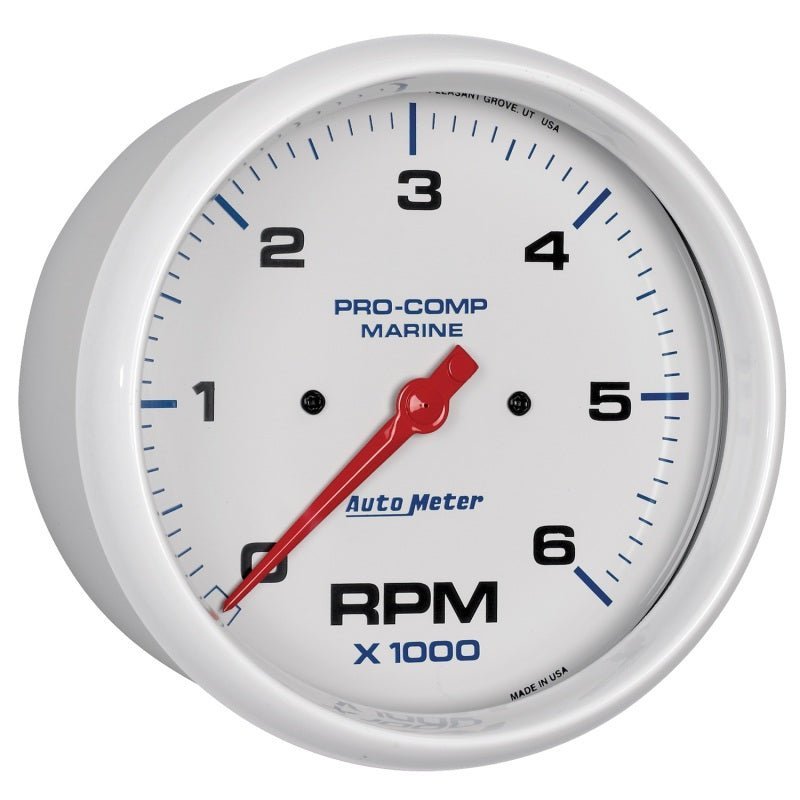 AutoMeter - Autometer Marine White Ultra-Lite 5in In-Dash Tachometer 0-6K RPM - Demon Performance