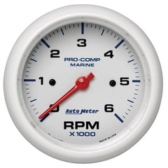 AutoMeter - Autometer Marine White Ultra-Lite Gauge 3-3/8in Tachometer 6K RPM - Demon Performance