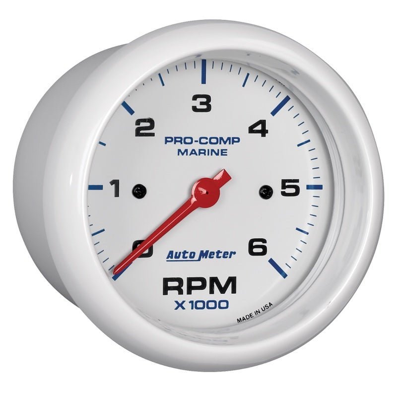 AutoMeter - Autometer Marine White Ultra-Lite Gauge 3-3/8in Tachometer 6K RPM - Demon Performance
