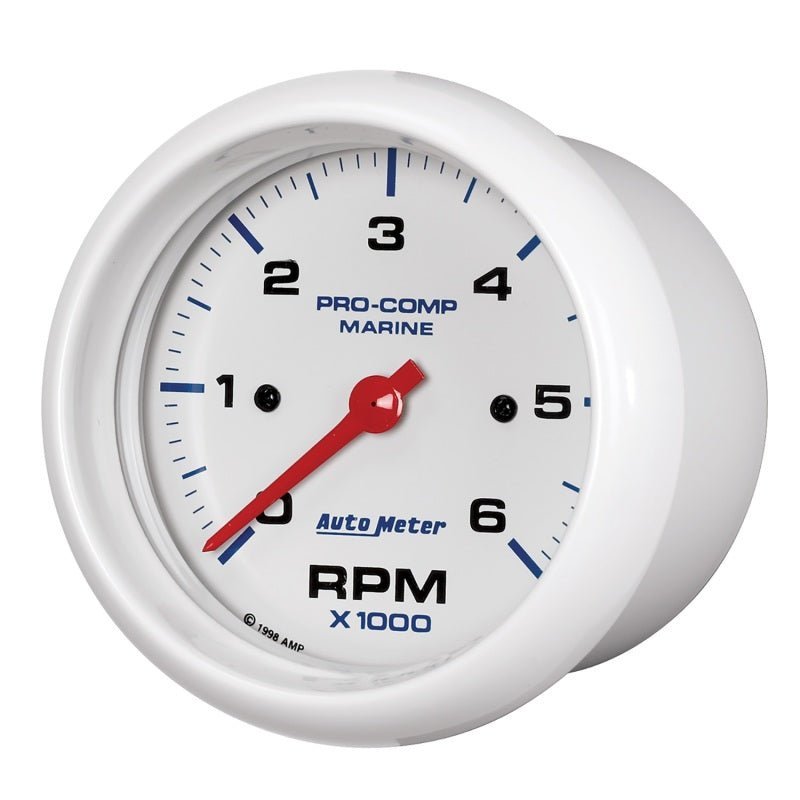 AutoMeter - Autometer Marine White Ultra-Lite Gauge 3-3/8in Tachometer 6K RPM - Demon Performance
