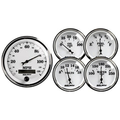 AutoMeter - Autometer Old Tyme White II 5 Piece Kit (Elec Speed/Oil Press/Water Temp/Volt/Fuel Level) - Demon Performance