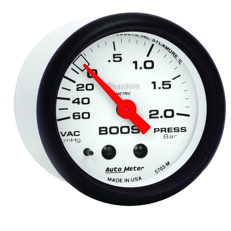 AutoMeter - Autometer Phantom 2-1/16in 60CM/HG - 2.0 Bar - Mechanical Gauge - Demon Performance