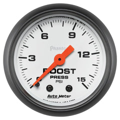 AutoMeter - Autometer Phantom 52mm 0-15PSI Mechanical Boost Pressure Gauge - Demon Performance