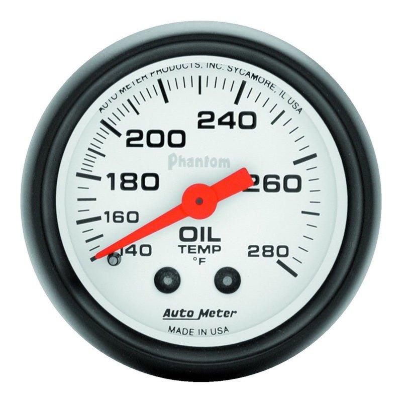 AutoMeter - Autometer Phantom 52mm 140-280 Deg F Mechanical Oil Temperature Gauge - Demon Performance