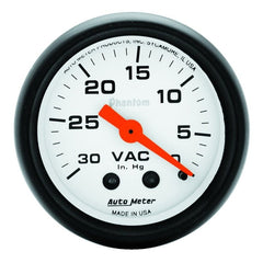 AutoMeter - Autometer Phantom 52mm 30 in. HG. Mechanical Vacuum Gauge - Demon Performance
