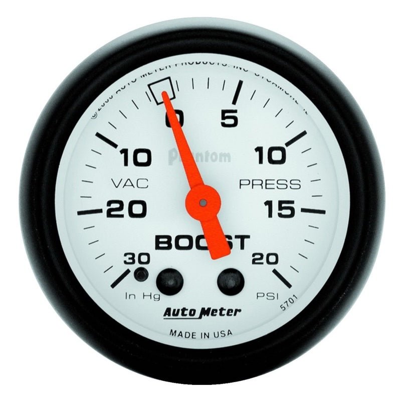 AutoMeter - Autometer Phantom 52mm 30in HG.-Vac/20PSI Mechanical Vacuum/Boost Gauge - Demon Performance