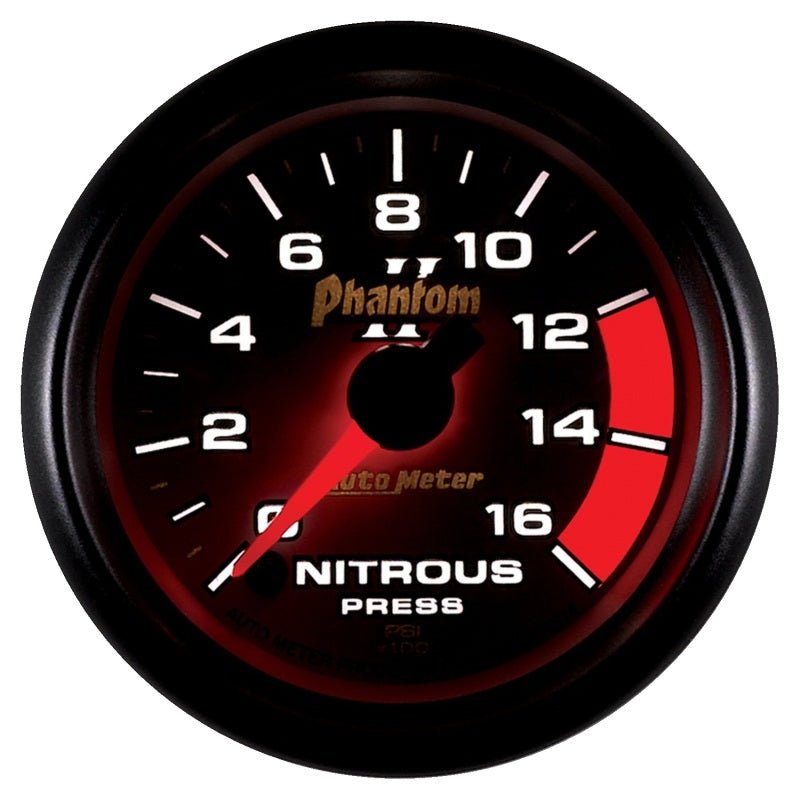 AutoMeter - Autometer Phantom II 2-1/16in 0-1600 PSI Electrical Nitrous Pressure Gauge - Demon Performance