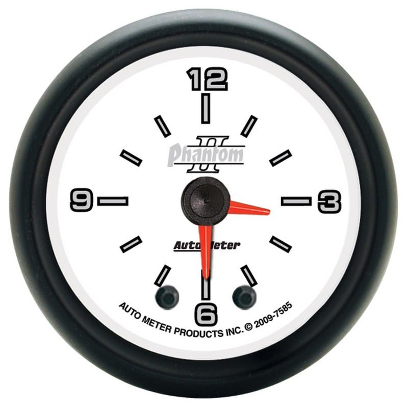 AutoMeter - Autometer Phantom II 2-1/16in 12HR Analog Clock Gauge - Demon Performance
