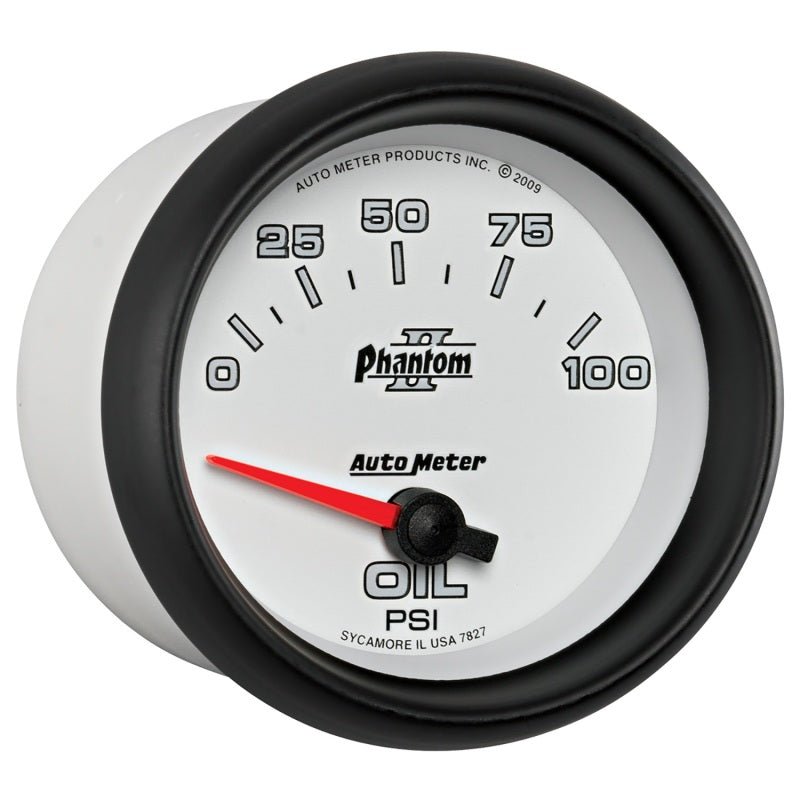 AutoMeter - Autometer Phantom II 2 5/8in 0-100 PSI Short Sweep Electronic Oil Pressure Gauge - Demon Performance