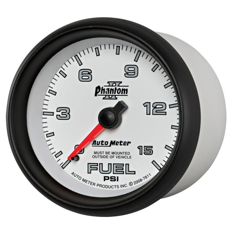 AutoMeter - Autometer Phantom II 2-5/8in 0-15PSI Mechanical Fuel Pressure Gauge - Demon Performance
