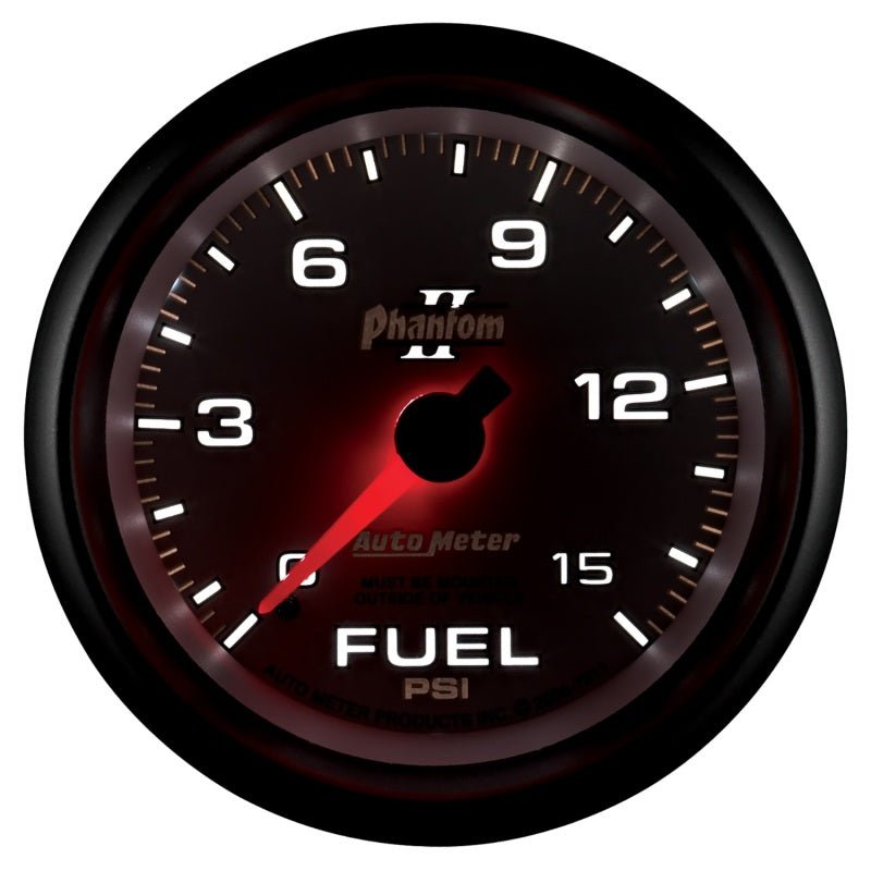 AutoMeter - Autometer Phantom II 2-5/8in 0-15PSI Mechanical Fuel Pressure Gauge - Demon Performance