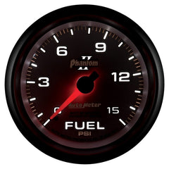 AutoMeter - Autometer Phantom II 2-5/8in 0-15PSI Mechanical Fuel Pressure Gauge - Demon Performance