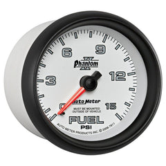 AutoMeter - Autometer Phantom II 2-5/8in 0-15PSI Mechanical Fuel Pressure Gauge - Demon Performance