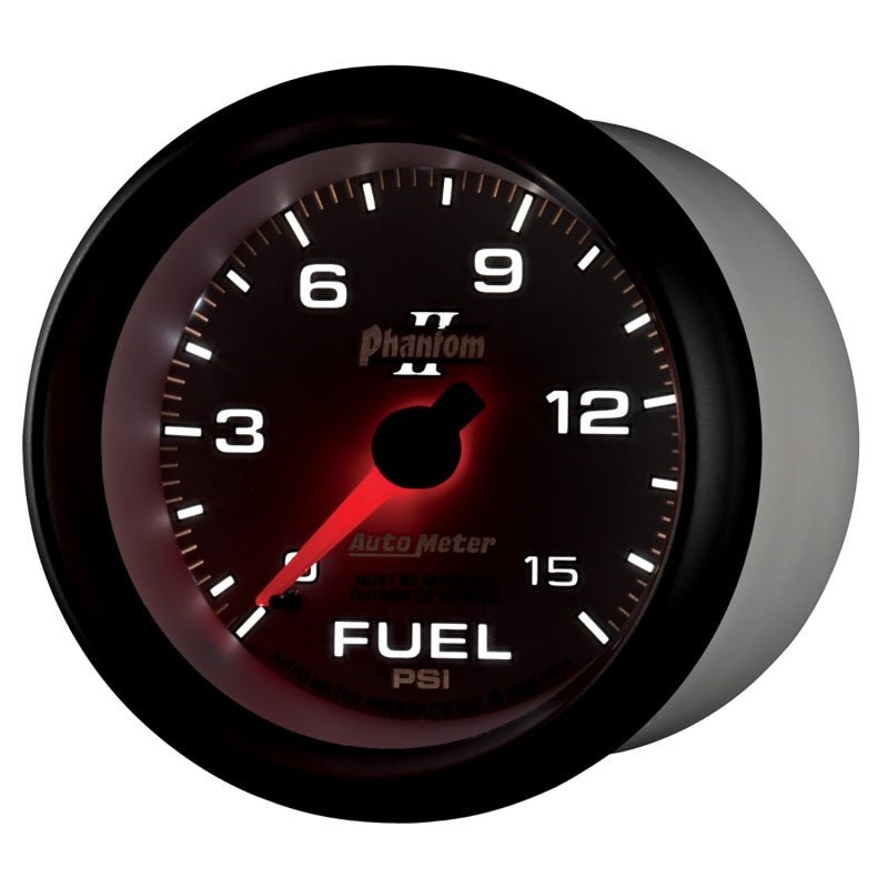 AutoMeter - Autometer Phantom II 2-5/8in 0-15PSI Mechanical Fuel Pressure Gauge - Demon Performance