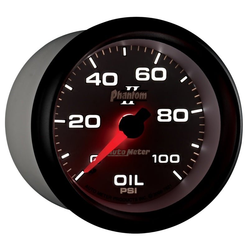 AutoMeter - Autometer Phantom II 2-5/8in 100 PSI Mechanical Oil Pressure Gauge - Demon Performance