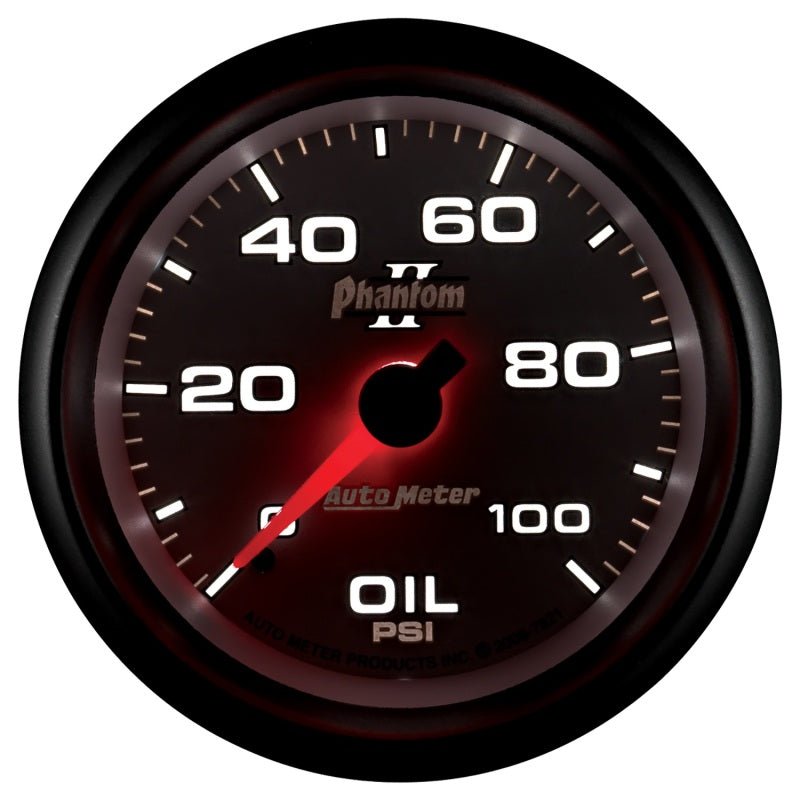AutoMeter - Autometer Phantom II 2-5/8in 100 PSI Mechanical Oil Pressure Gauge - Demon Performance