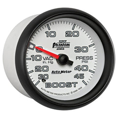 AutoMeter - Autometer Phantom II 2-5/8in 30INHG-45PSI Phantom Mechanical Boost/Vacuum Gauge - Demon Performance