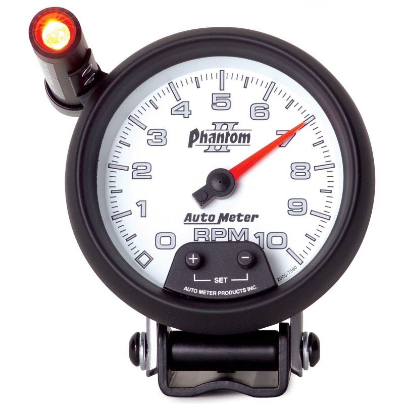 AutoMeter - Autometer Phantom II 3.75in Pedestal Mount 10k RPM w/ Ext. Shift-Lite Tachometer - Demon Performance